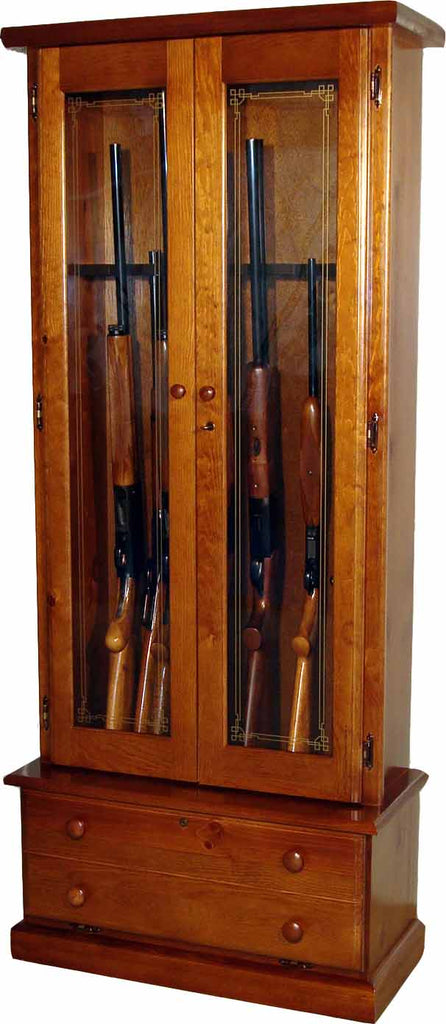 12-Gun Double Door Locking Wood Gun Cabinet