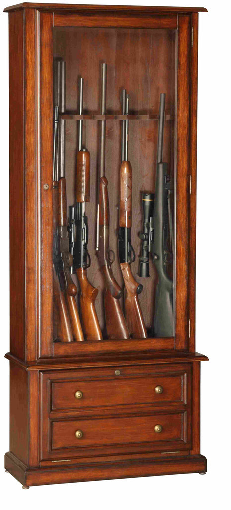 Oak 8 Gun Cabinet Wood & veneer with glass display window