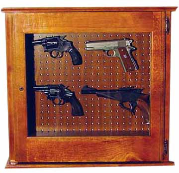 4-Gun Solid Pine Wood Gun Cabinet and Pistol Display