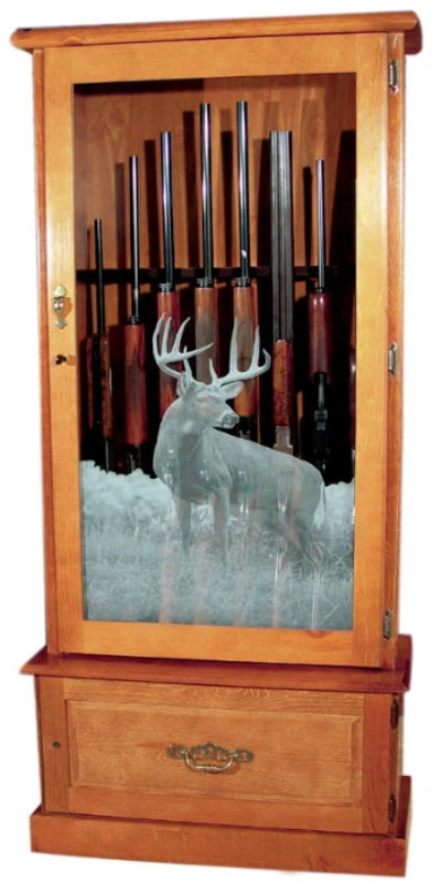 12-Gun Solid Pine Locking Wood Gun Cabinet