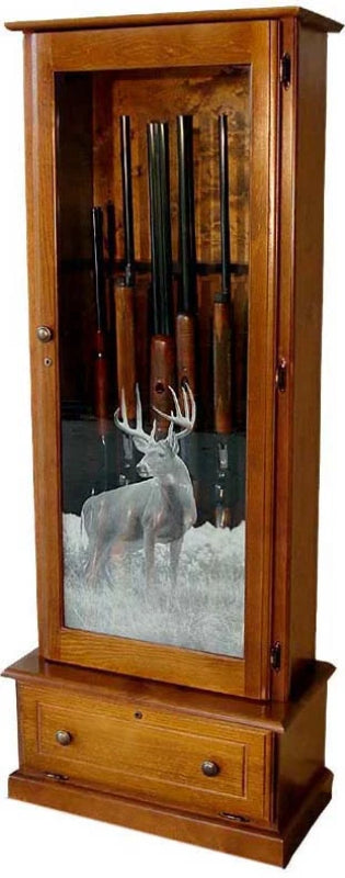 6 Gun Solid Pine Locking Gun Cabinet