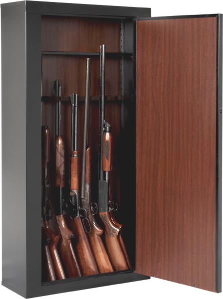 14 Gun Cabinet - Hunter Green Steel with Gold accents/striping