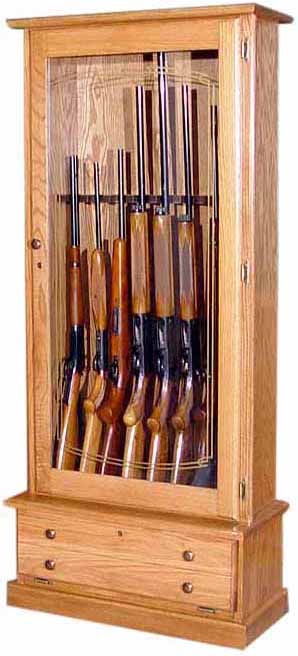 8-Gun Solid Oak Locking Wood Gun Cabinet